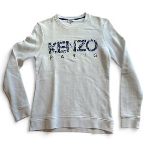 Kenzo Paris White Logo Crewneck Sweatshirt 100% Cotton Women’s S